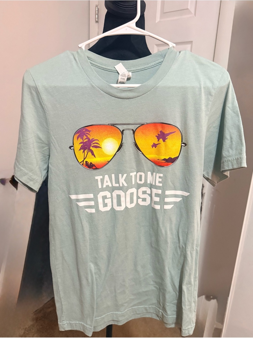 Light Green 'Talk To Me Goose' Graphic Tee with Sunset Aviators